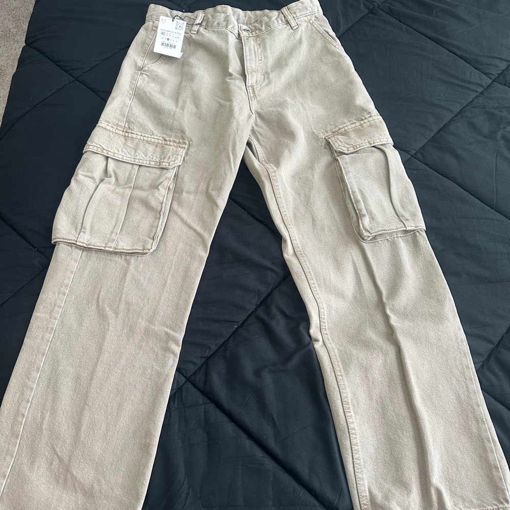Men's Tan Cargo Pants Zara